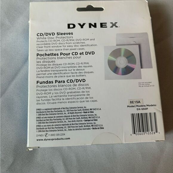 50 Pack NEW Dynex CD / DVD White Paper Plastic Sleeves Unopened Box - Picture 3 of 3